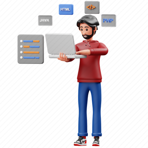 Programmer, working, project, character, workspace, freelancer, developer 3D illustration - Download on Iconfinder