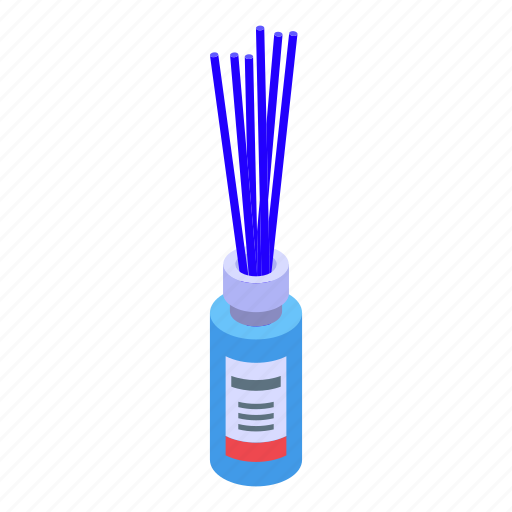 Blue, sticks, diffuser, bottle, isometric icon - Download on Iconfinder