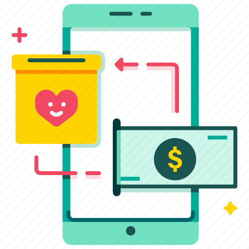 App, charity, digital wallet, e-wallet, heart, online donation, smartphone icon - Download on Iconfinder