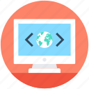 custom coding, global coding, globe, internet connection, monitor