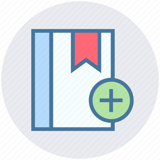 Book, bookmark, label, plus, ribbon, sticker, tag icon - Download on Iconfinder
