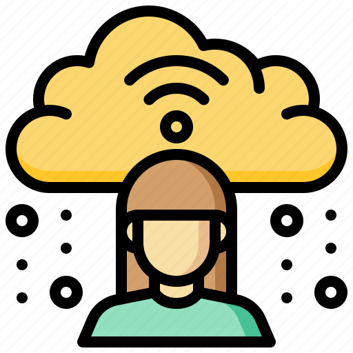 Cloud, communication, data, girl, streaming, woman icon - Download on Iconfinder