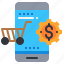 cart, dollar, mobile, shopping, smartphone, technology 