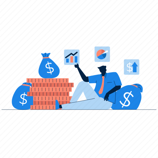 Business, profit, dollar, graph, money, finance, seo illustration - Download on Iconfinder