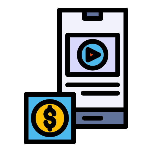 Mobile, streaming, video, monetize icon - Free download