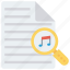 document, files, music, search, sheet 