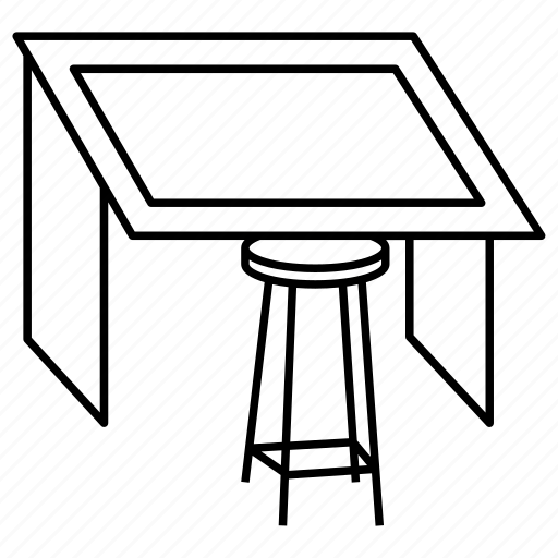 Sketching table, drawing table, chain, stool, desk, drawing board icon - Download on Iconfinder