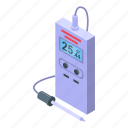 portable, digital, thermometer, isometric