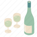 bottle, white, wine