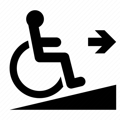 Accessible, arrow, disability, handicapped, ramp, sign, wheelchair icon - Download on Iconfinder