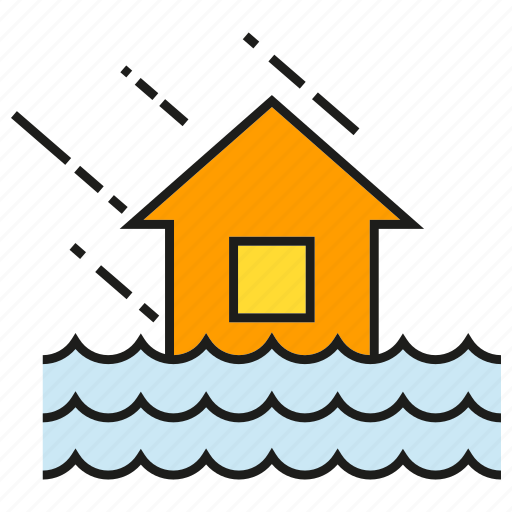 Debacle, deluge, flood, house, inundation, rain, thunderstorm icon - Download on Iconfinder