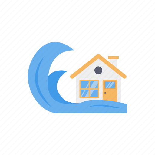 Disaster, wave, natural, buildings icon - Download on Iconfinder