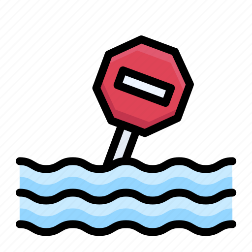 Disaster, drowning, emergency, flood, rain, sign, stop icon - Download on Iconfinder