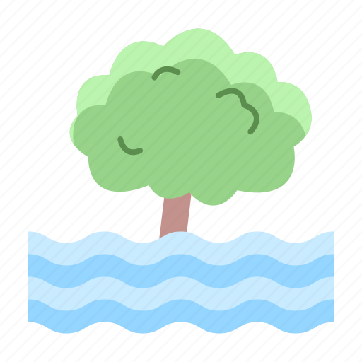 Disaster, drowning, emergency, flood, rain, tree icon - Download on Iconfinder
