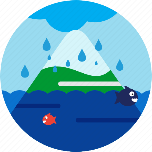 Cloud, disaster, fish, flood, mountain, snowcap, waterdrops icon - Download on Iconfinder