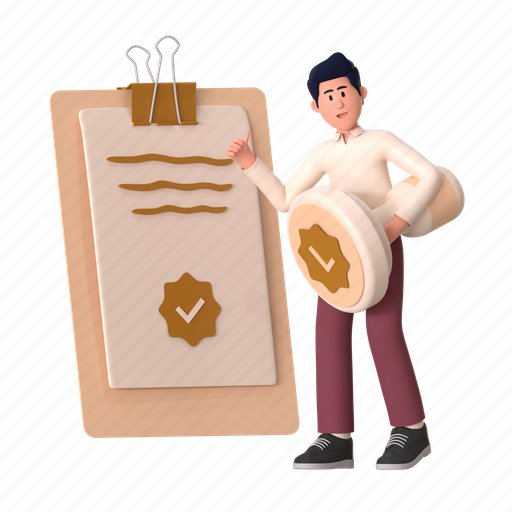 Verification approval, clipboard, approved, stamp, confirmation, check, file document 3D illustration - Download on Iconfinder