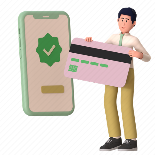 Mobile payment, online, card payment, transaction, credit card, banking, finance 3D illustration - Download on Iconfinder