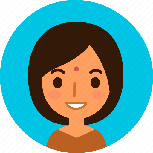 Woman, avatar, female, face, indian, bindi, short hair icon - Download on Iconfinder