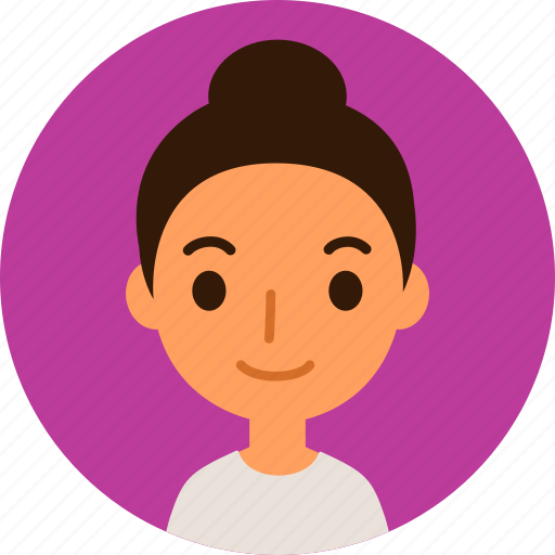 Woman, avatar, female, face, girl, brown skin, top bun icon - Download on Iconfinder