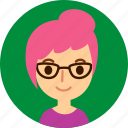woman, avatar, female, face, girl, caucasian, pink hair 