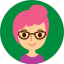 woman, avatar, female, face, girl, caucasian, pink hair 