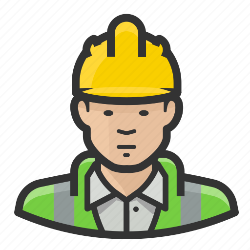 Asian, construction, hardhat, man, reflective, road crew, vest icon - Download on Iconfinder