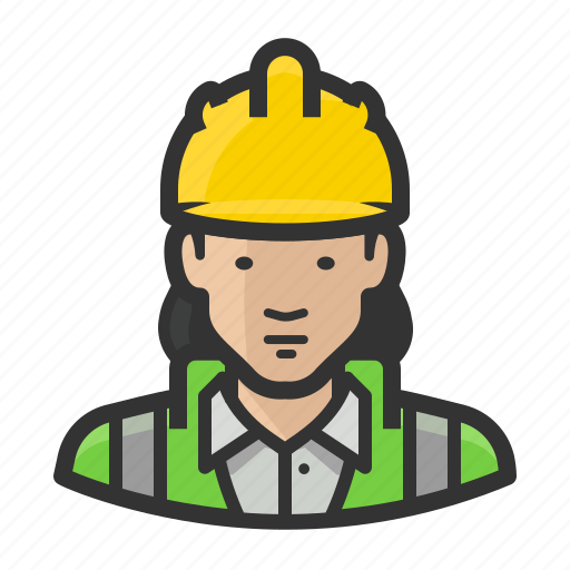Asian, construction, female, hardhat, reflective, road crew, woman icon - Download on Iconfinder