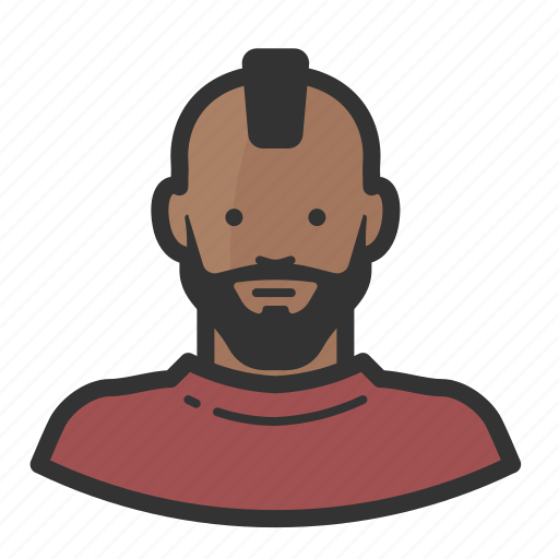 African american, beard, boy, male, man, mohawk, punk icon - Download on Iconfinder