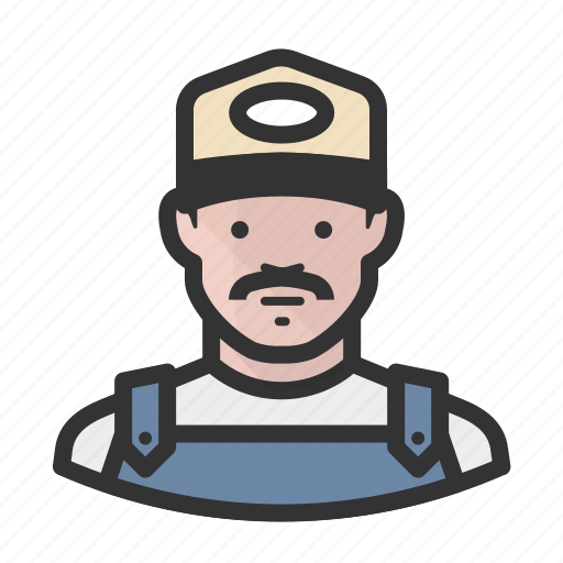 Ballcap, male, man, mustache, overalls, trucker icon - Download on Iconfinder