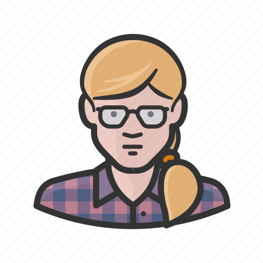 Blonde, female, girl, glasses, plaid, ponytail, woman icon - Download on Iconfinder