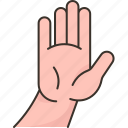 stop, palm, hand, signal, diving