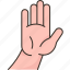 stop, palm, hand, signal, diving 