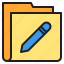 folder, pencil, write, interface 
