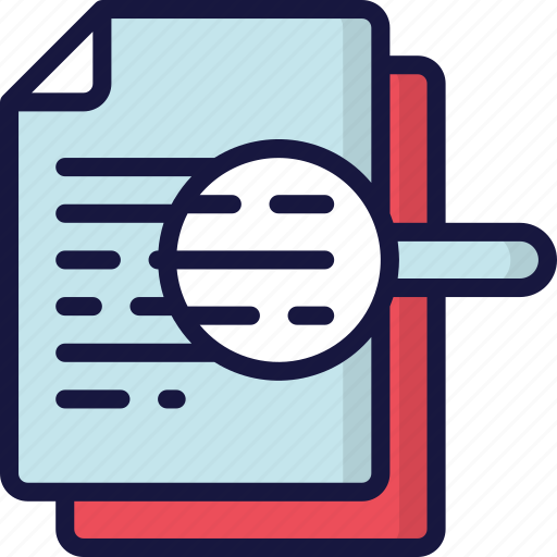 Document, documentation, files, magnifying glass, note, search icon - Download on Iconfinder