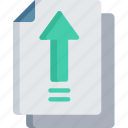 arrow, document, documentation, files, note, upload