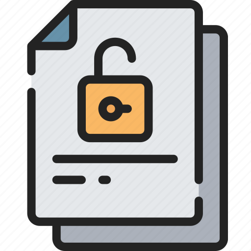 Document, documentation, files, note, unlocked, unsecure icon - Download on Iconfinder