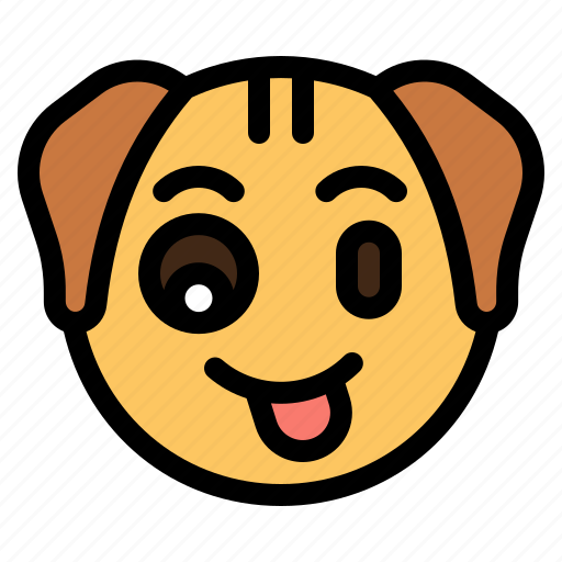 Winking, dog, animal, wildlife, emoji icon - Download on Iconfinder