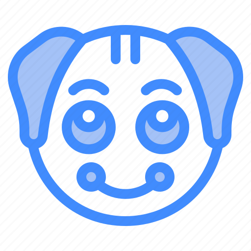 Blush, dog, animal, wildlife, emoji icon - Download on Iconfinder