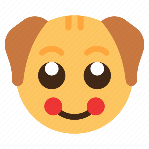 Blush, dog, animal, wildlife, emoji icon - Download on Iconfinder