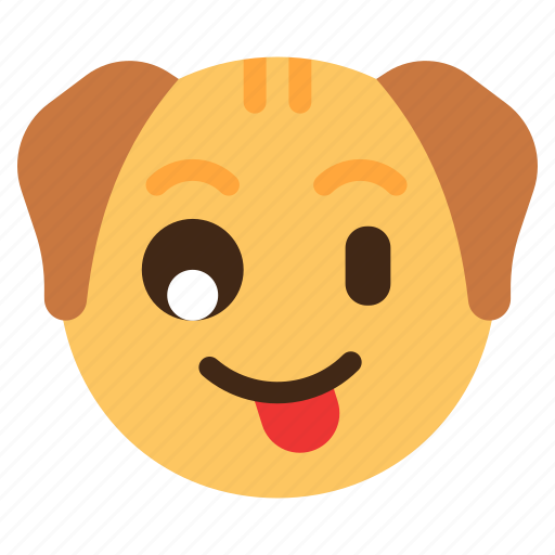 Winking, dog, animal, wildlife, emoji icon - Download on Iconfinder