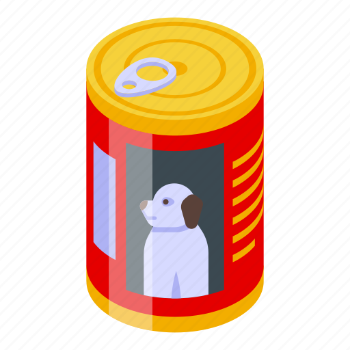 Canned, dog, food, isometric icon - Download on Iconfinder