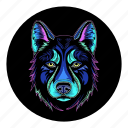 neon, pet, dog, party, husky, night, colourful