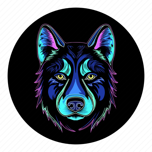 Neon, pet, dog, party, husky, night, colourful icon - Download on Iconfinder