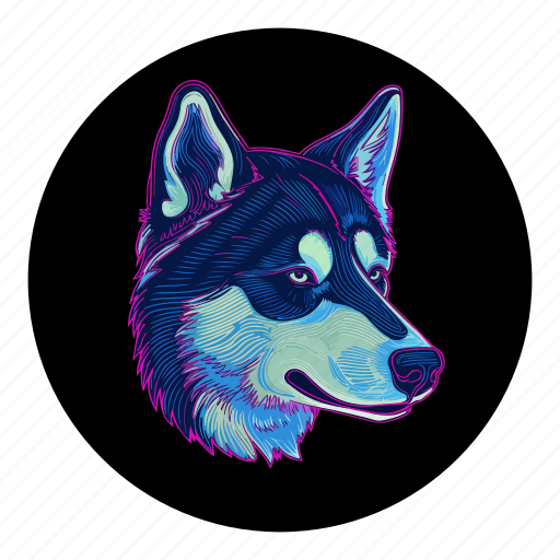 Dog, puppy, colourful, motley, siberian, laika, husky icon - Download on Iconfinder