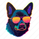 dog, puppy, disco, nightclub, colourful, neon, sunglasses