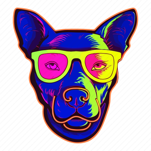 Dog, puppy, party, colourful, motley, neon, sunglasses icon - Download on Iconfinder