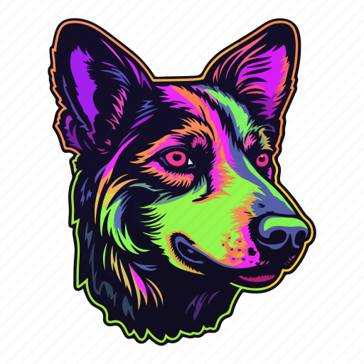 Dog, puppy, party, nightclub, colourful, motley, neon icon - Download on Iconfinder