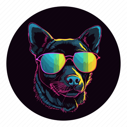 Neon, dog, puppy, funky, colourful, sunglasses, nightclub icon - Download on Iconfinder