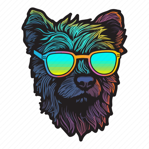 Dog, puppy, disco, colourful, motley, neon, sunglasses icon - Download on Iconfinder