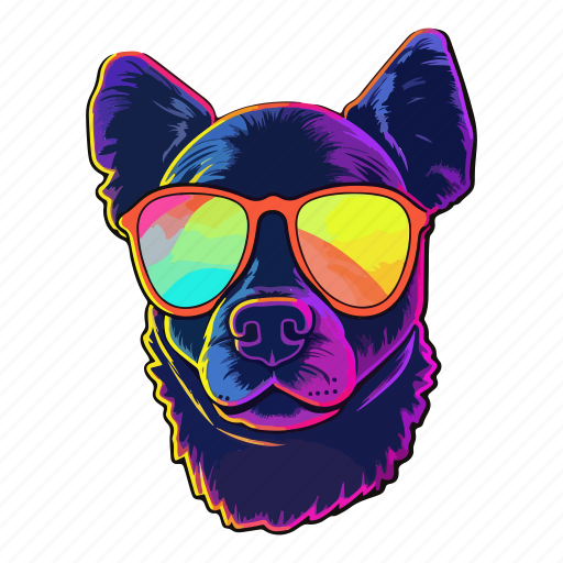 Neon, pet, dog, funky, glasses, party, colourful icon - Download on Iconfinder